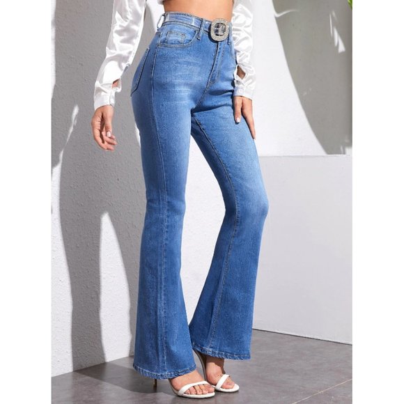 High Waist Flare Leg Stretch Jeans - Picture 7 of 10